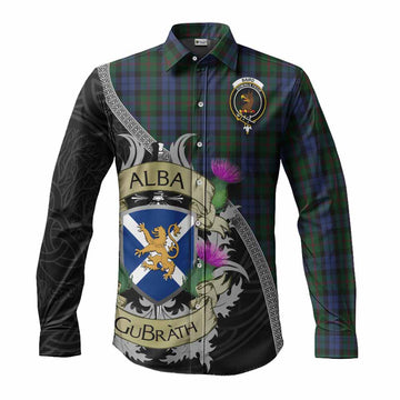 Baird Tartan Family Crest Long Sleeve Button Shirt Lion Rampant Royal Thistle Shield Celtic Inspired
