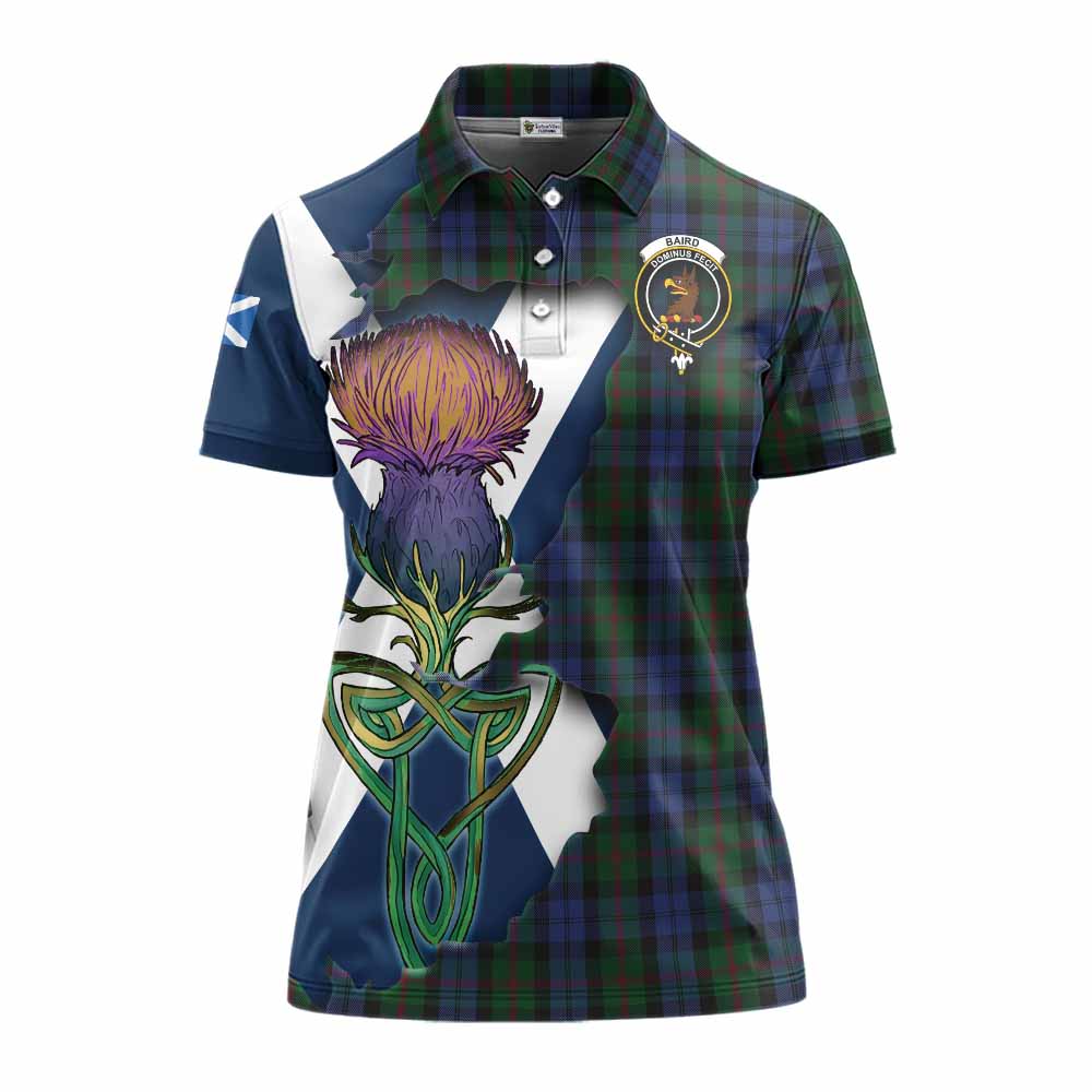 Tartan Vibes Clothing Baird Tartan Family Crest Women's Polo Shirt Scottish Thistle Celtic Inspired