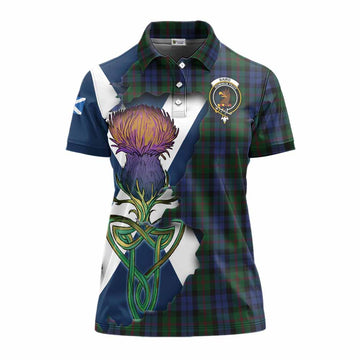 Baird Tartan Family Crest Women's Polo Shirt Scottish Thistle Celtic Inspired
