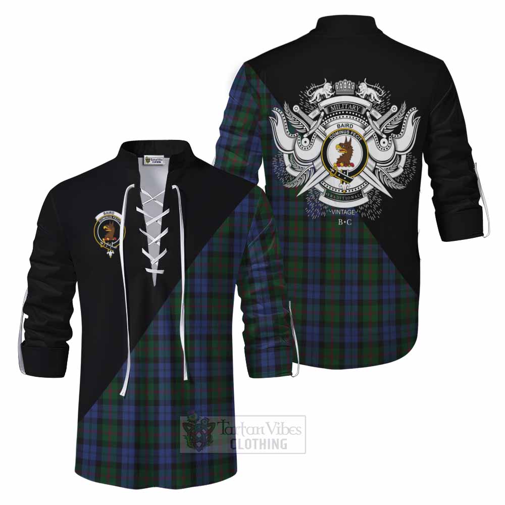 Tartan Vibes Clothing Baird Tartan Ghillie Kilt Shirt with Family Crest and Military Logo Style
