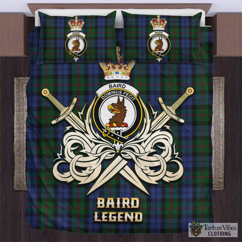 Baird Tartan Bedding Set with Clan Crest and the Golden Sword of Courageous Legacy UK Bedding Set - Tartan Vibes Clothing