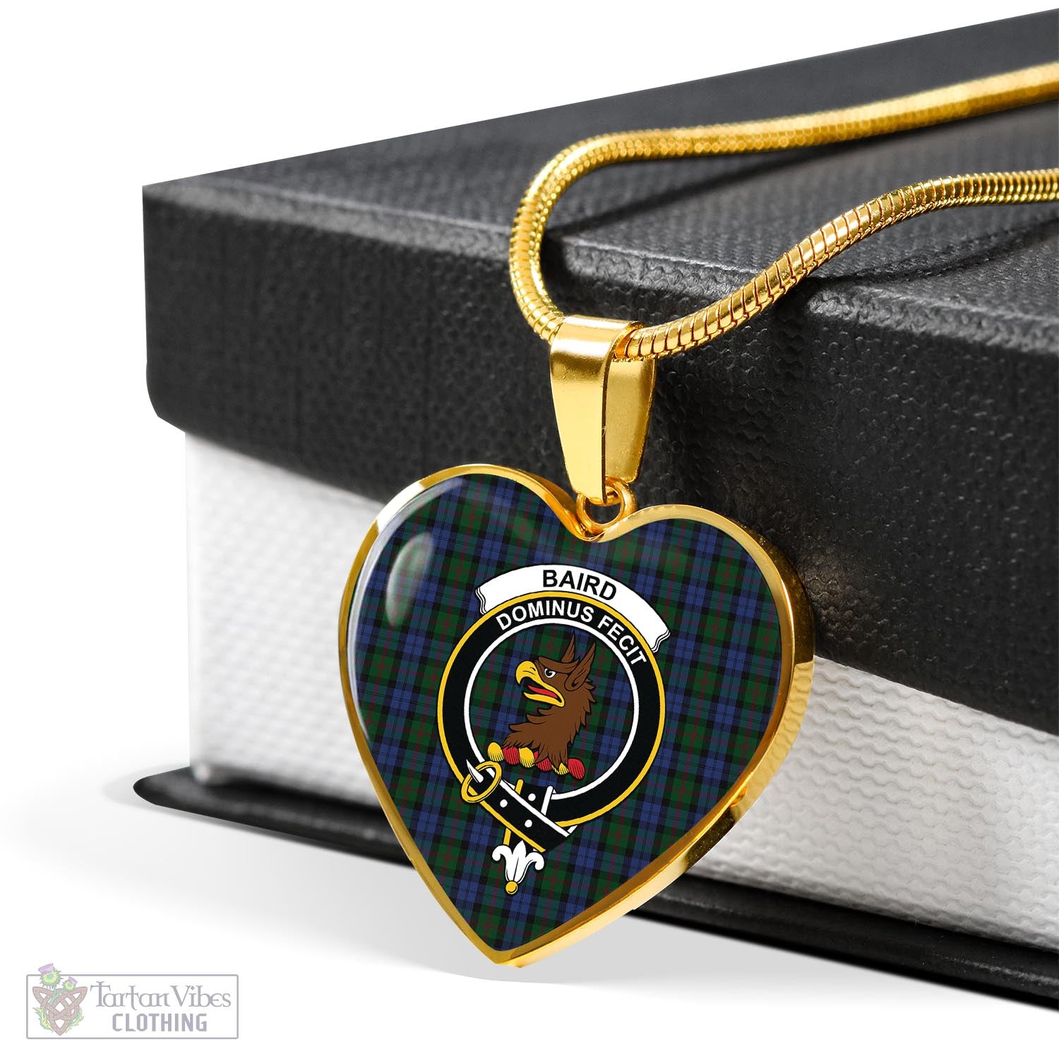 Tartan Vibes Clothing Baird Tartan Heart Necklace with Family Crest