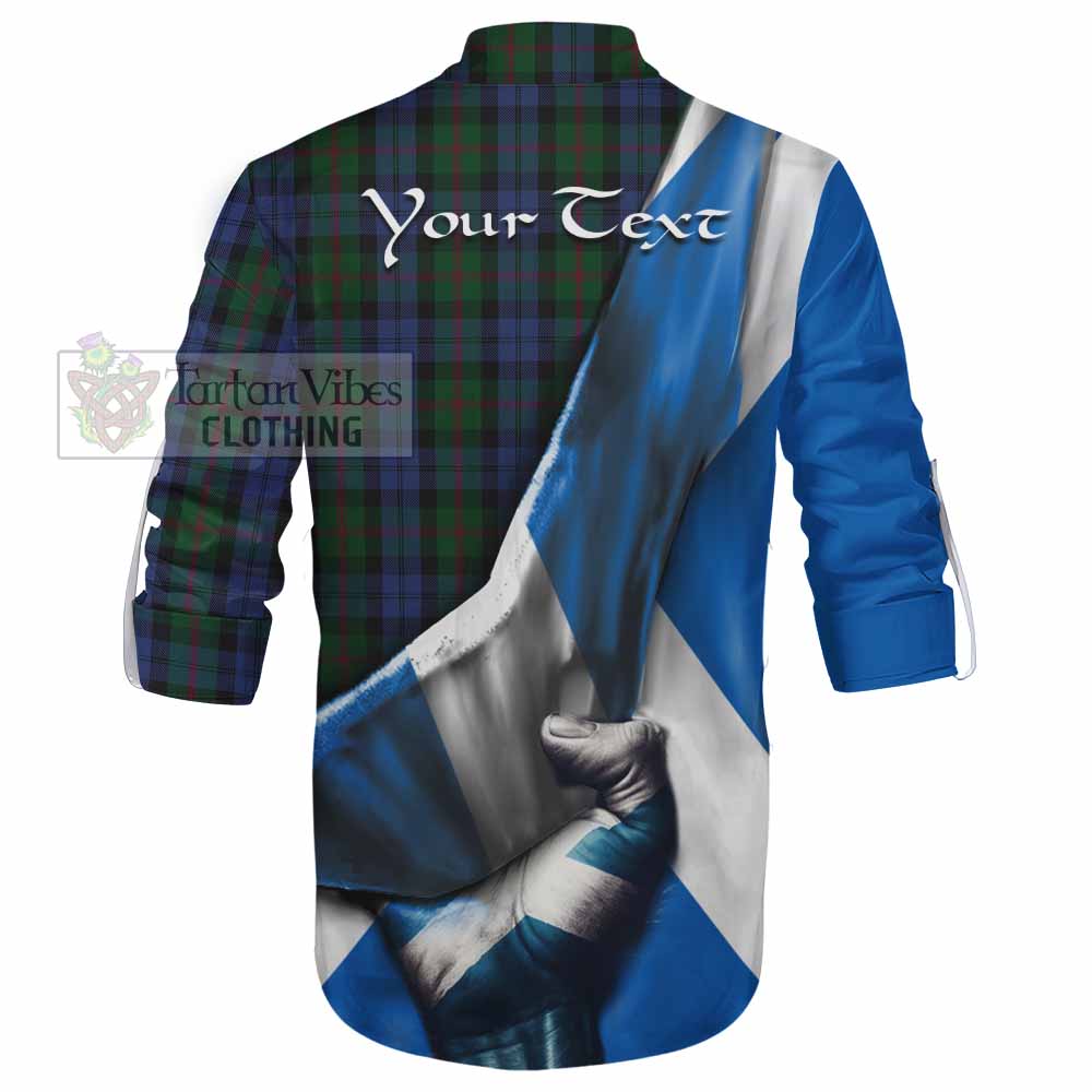 Tartan Vibes Clothing Baird Tartan Ghillie Kilt Shirt with Family Crest Scotland Patriotic Style