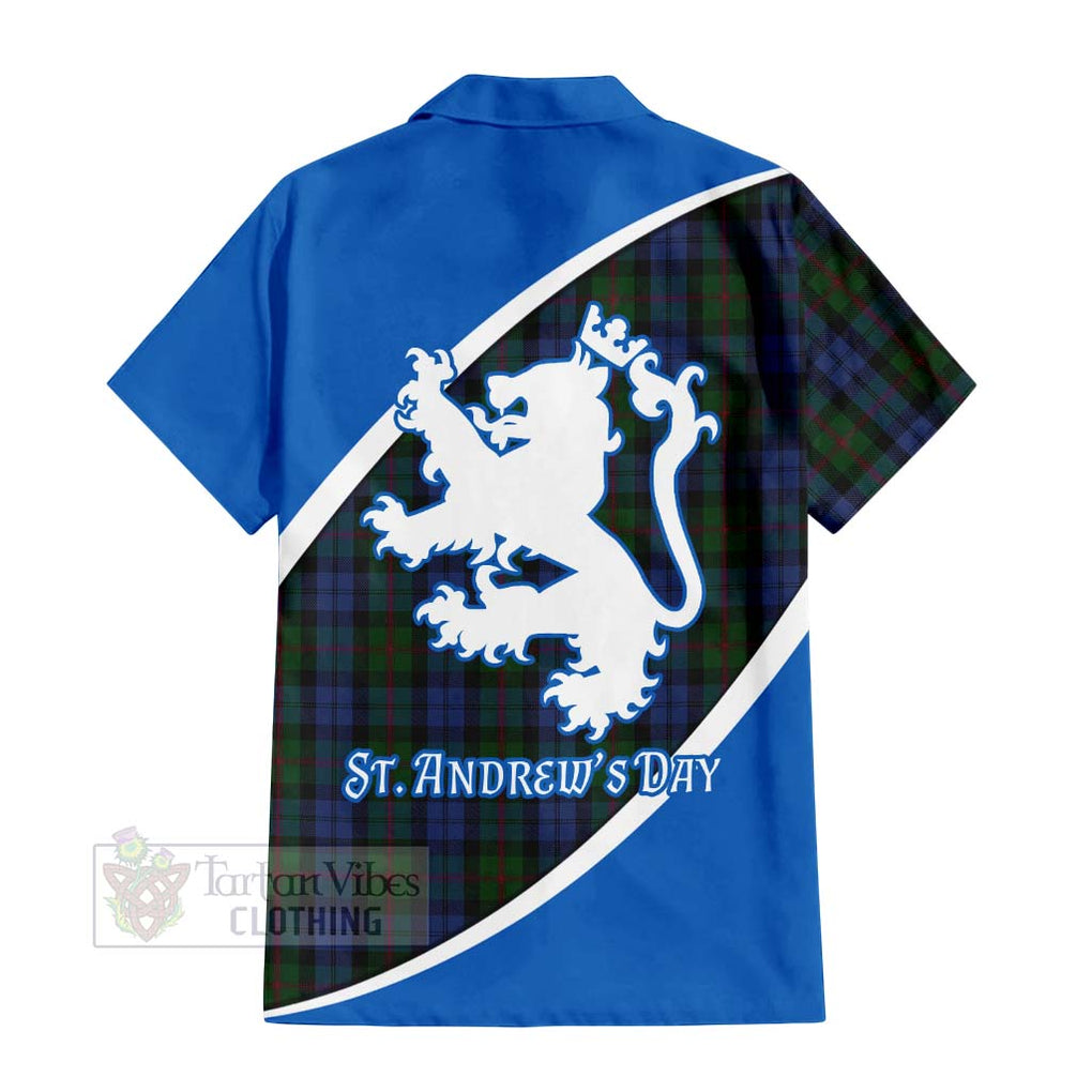 Tartan Vibes Clothing Baird Family Crest Tartan Short Sleeve Button Shirt Celebrate Saint Andrew's Day in Style