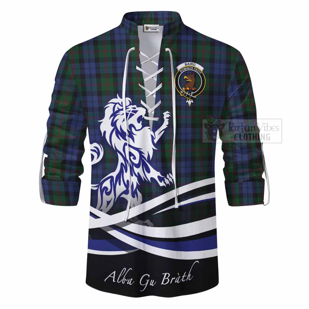 Tartan Vibes Clothing Baird Tartan Ghillie Kilt Shirt with Alba Gu Brath Regal Lion Emblem