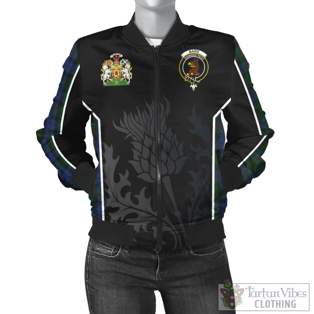 Baird Tartan Bomber Jacket with Family Crest and Scottish Thistle Vibes Sport Style - Tartan Vibes Clothing
