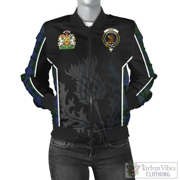 Baird Tartan Bomber Jacket with Family Crest and Scottish Thistle Vibes Sport Style