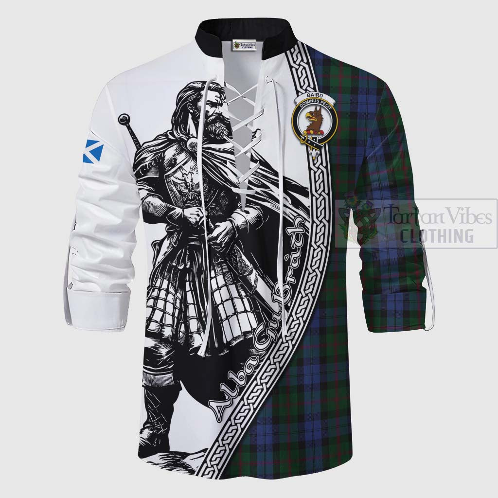 Tartan Vibes Clothing Baird Tartan Clan Crest Ghillie Kilt Shirt with Highlander Warrior Celtic Style