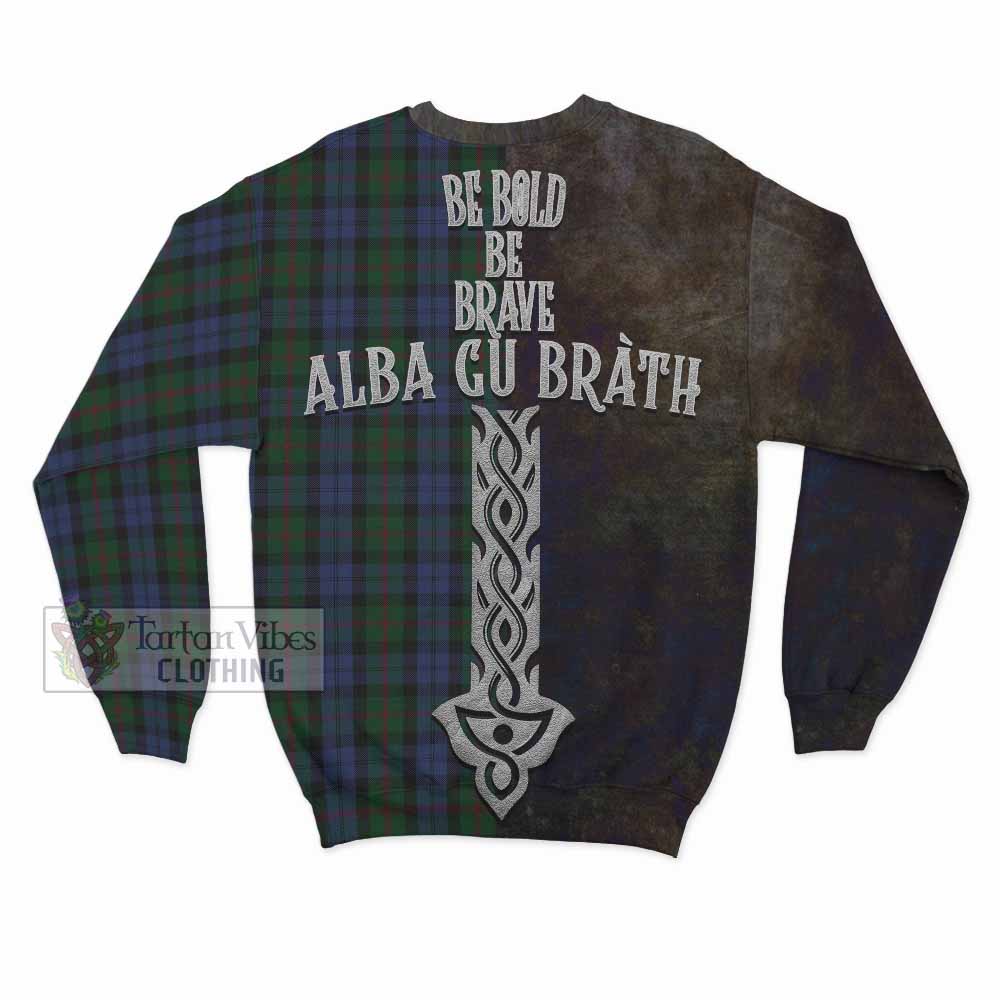 Tartan Vibes Clothing Baird Tartan Family Crest Sweatshirt Alba Gu Brath Be Brave Lion Ancient Style