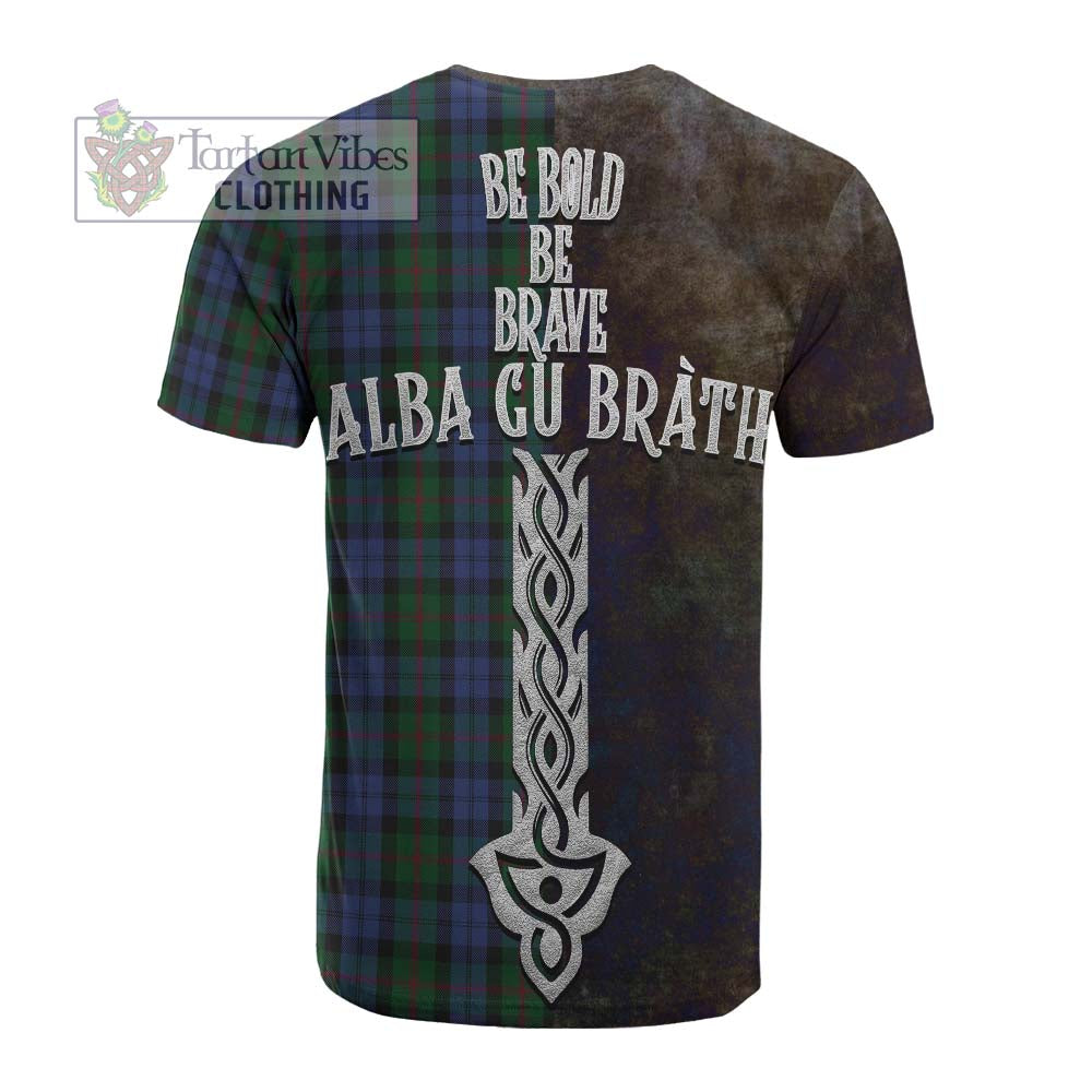 Tartan Vibes Clothing Baird Tartan Family Crest Cotton T-shirt Alba Gu Brath Be Brave Lion Ancient Style