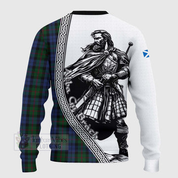 Tartan Vibes Clothing Baird Tartan Clan Crest Knitted Sweater with Highlander Warrior Celtic Style