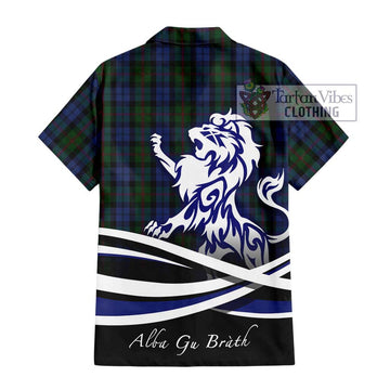 Baird Tartan Short Sleeve Button Shirt with Alba Gu Brath Regal Lion Emblem - Tartanvibesclothing Shop