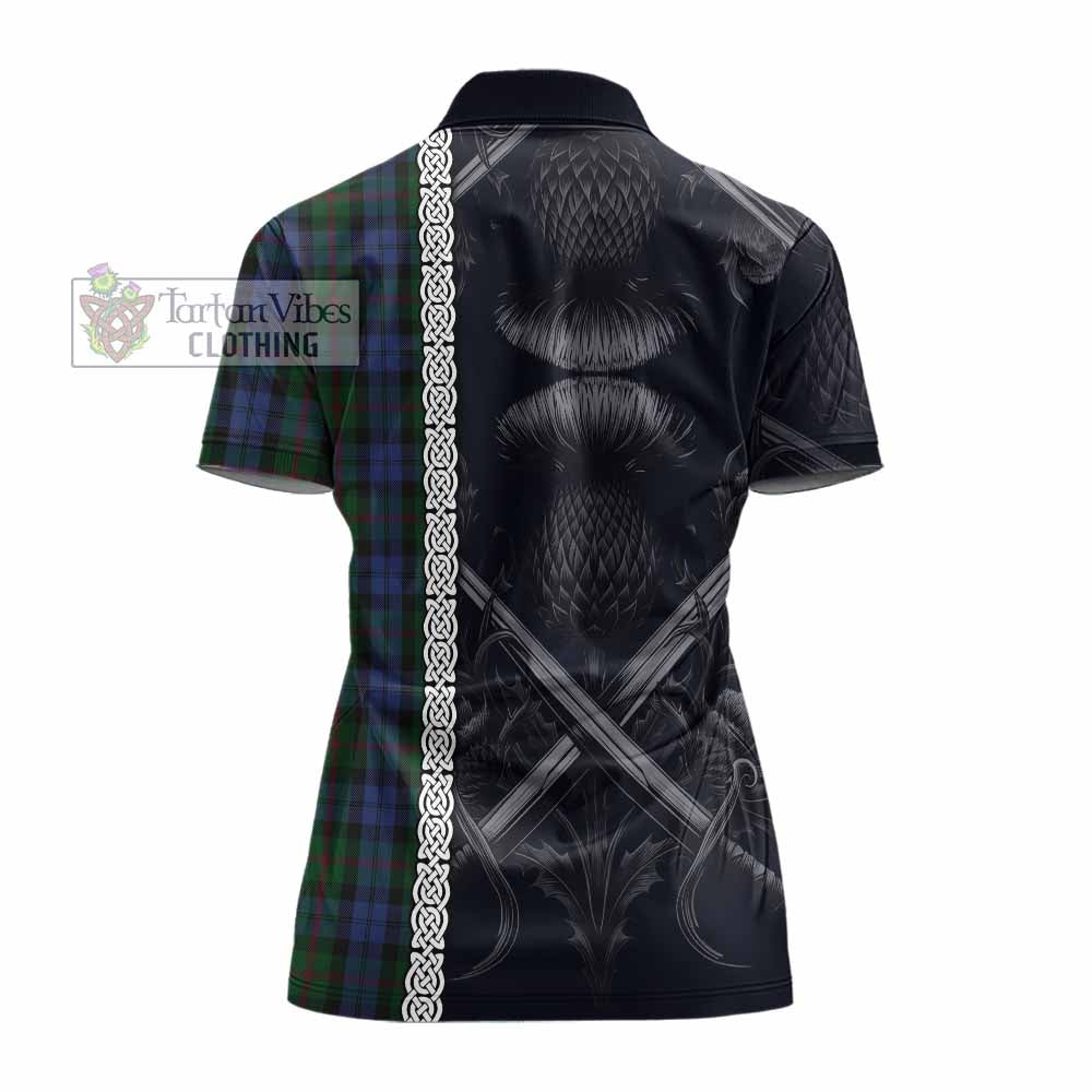 Tartan Vibes Clothing Baird Tartan Women's Polo Shirt with Family Crest Cross Sword Thistle Celtic Vibes