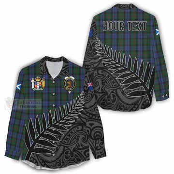 Tartan Vibes Clothing Baird Crest Tartan Women's Casual Shirt with New Zealand Silver Fern Half Style