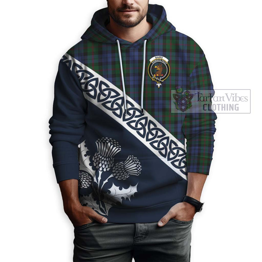 Tartan Vibes Clothing Baird Tartan Hoodie Featuring Thistle and Scotland Map