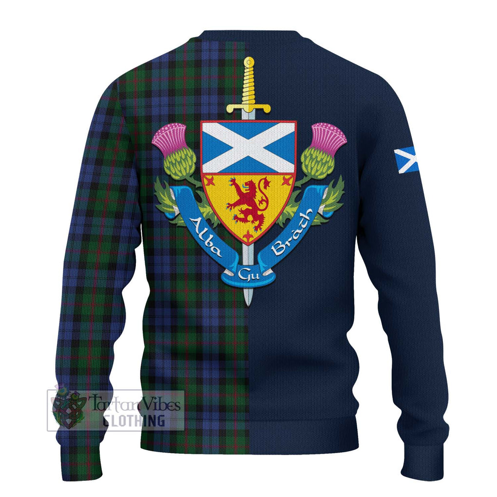 Tartan Vibes Clothing Baird Tartan Knitted Sweater with Scottish Lion Royal Arm Half Style