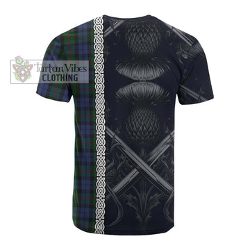 Tartan Vibes Clothing Baird Tartan Cotton T-shirt with Family Crest Cross Sword Thistle Celtic Vibes