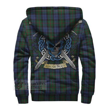 Baird Tartan Sherpa Hoodie with Family Crest Celtic Skull Style