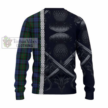 Tartan Vibes Clothing Baird Tartan Knitted Sweater with Family Crest Cross Sword Thistle Celtic Vibes