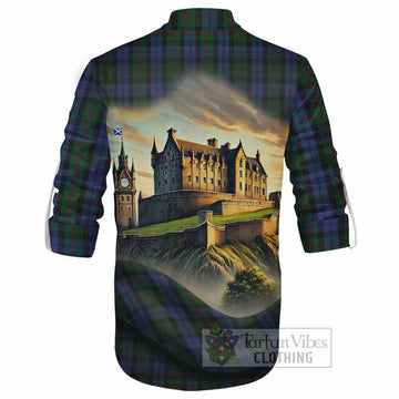 Tartan Vibes Clothing Baird Tartan Family Crest Ghillie Kilt Shirt with Scottish Ancient Castle Style