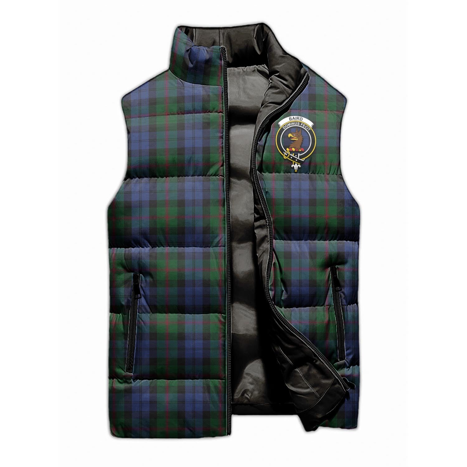 Baird Tartan Sleeveless Puffer Jacket with Family Crest - Tartan Vibes Clothing