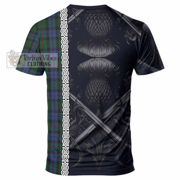 Tartan Vibes Clothing Baird Tartan T-Shirt with Family Crest Cross Sword Thistle Celtic Vibes