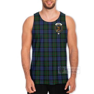 Tartan Vibes Clothing Baird Tartan Men's Tank Top with Family Crest and Bearded Skull Holding Bottles of Whiskey