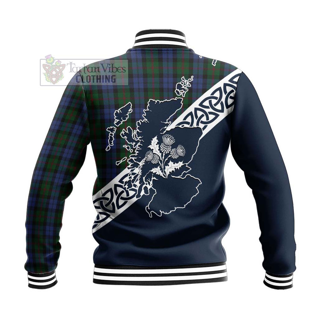 Tartan Vibes Clothing Baird Tartan Baseball Jacket Featuring Thistle and Scotland Map