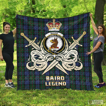 Baird Tartan Quilt with Clan Crest and the Golden Sword of Courageous Legacy