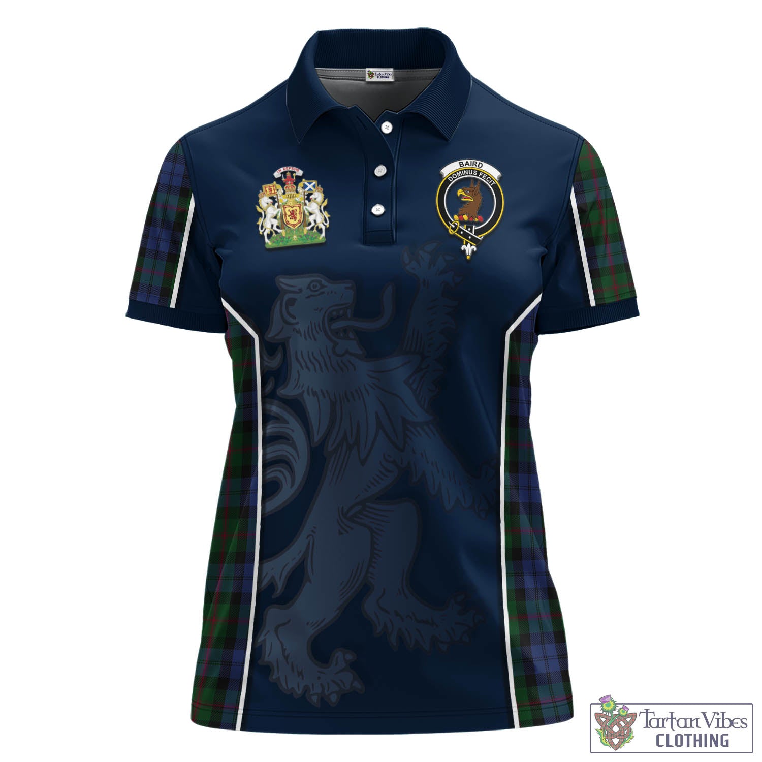 Tartan Vibes Clothing Baird Tartan Women's Polo Shirt with Family Crest and Lion Rampant Vibes Sport Style