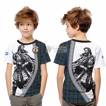 Baird Tartan Clan Crest Kid T-Shirt with Highlander Warrior Celtic Style