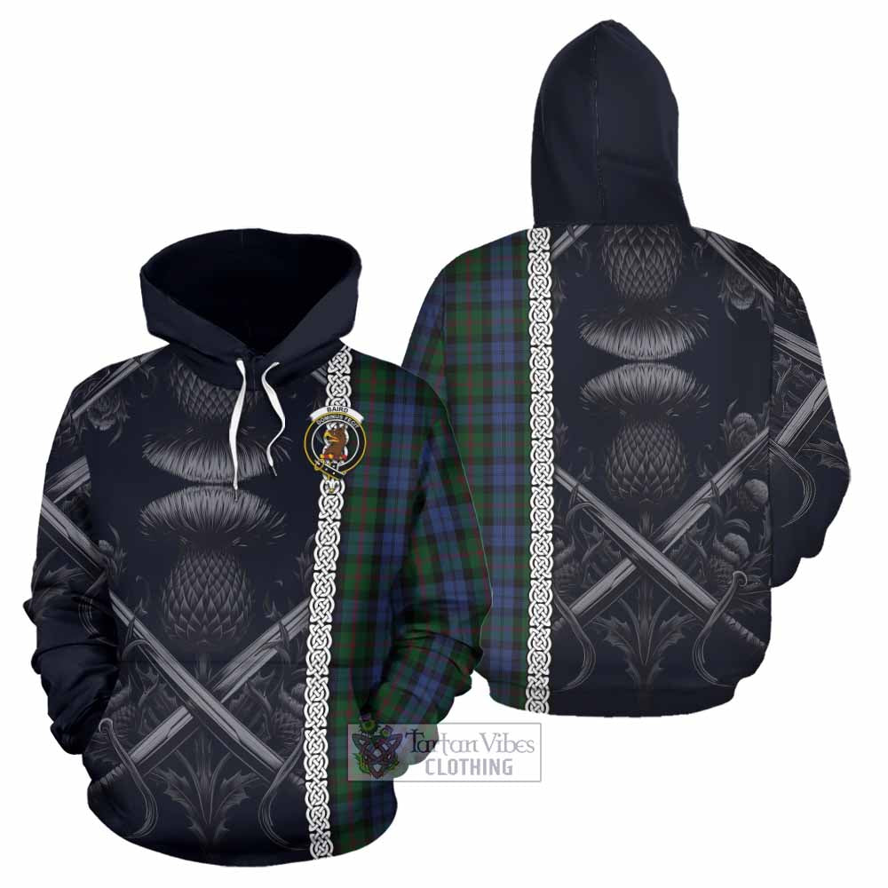 Tartan Vibes Clothing Baird Tartan Hoodie with Family Crest Cross Sword Thistle Celtic Vibes