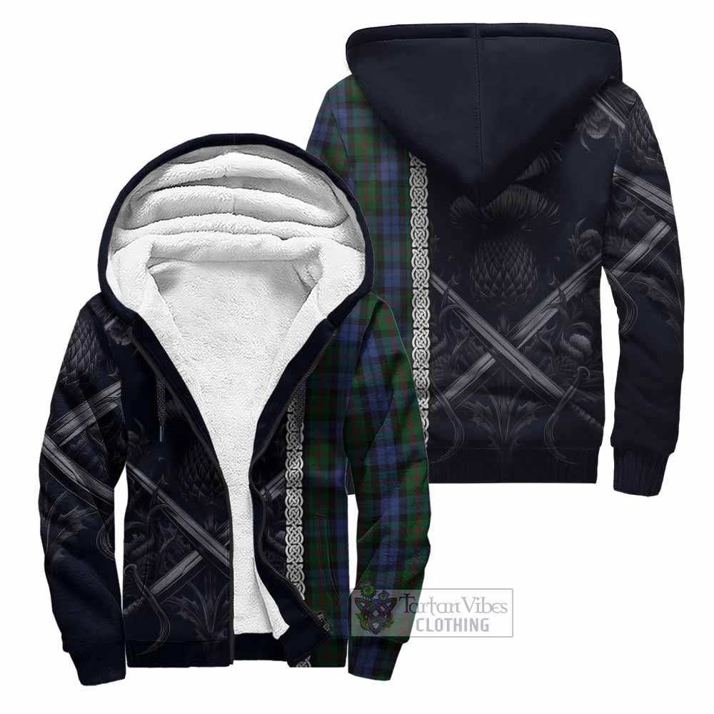 Tartan Vibes Clothing Baird Tartan Sherpa Hoodie with Family Crest Cross Sword Thistle Celtic Vibes