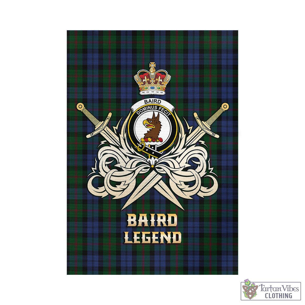 Tartan Vibes Clothing Baird Tartan Flag with Clan Crest and the Golden Sword of Courageous Legacy