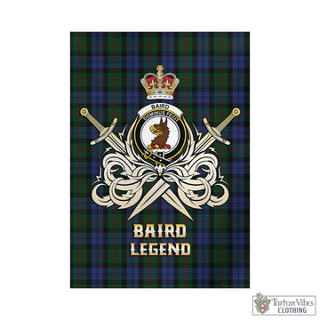 Baird Tartan Garden Flag with Clan Crest and the Golden Sword of Courageous Legacy