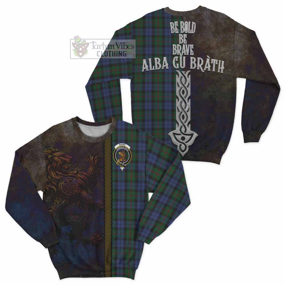 Tartan Vibes Clothing Baird Tartan Family Crest Sweatshirt Alba Gu Brath Be Brave Lion Ancient Style