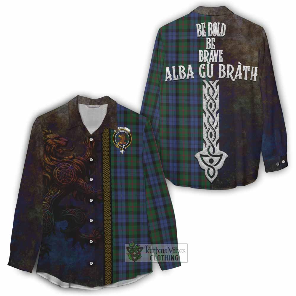 Tartan Vibes Clothing Baird Tartan Family Crest Women's Casual Shirt Alba Gu Brath Be Brave Lion Ancient Style