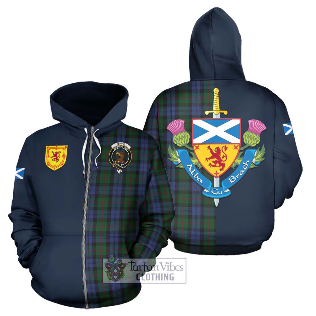 Tartan Vibes Clothing Baird Tartan Hoodie with Scottish Lion Royal Arm Half Style