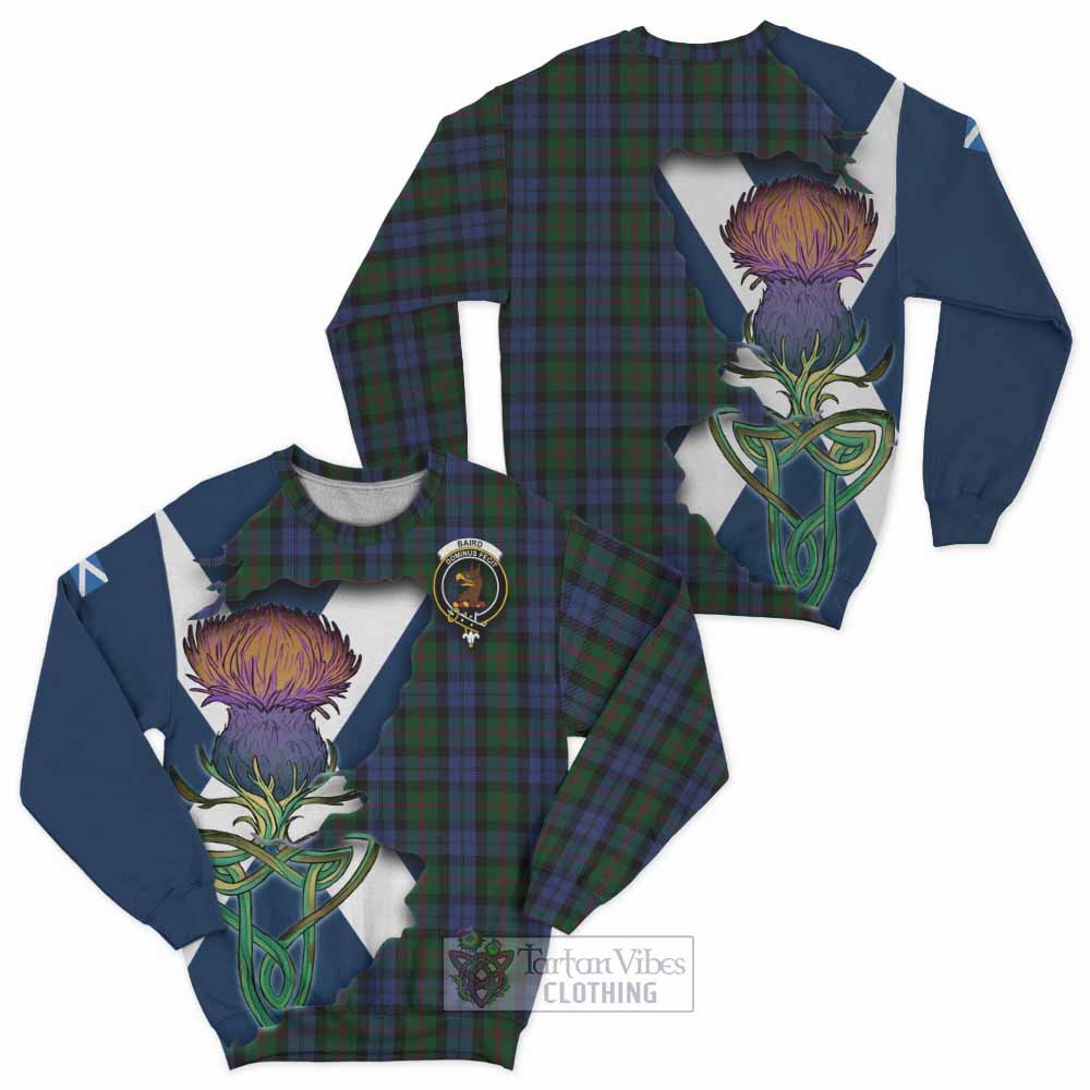 Tartan Vibes Clothing Baird Tartan Family Crest Sweatshirt Scottish Thistle Celtic Inspired
