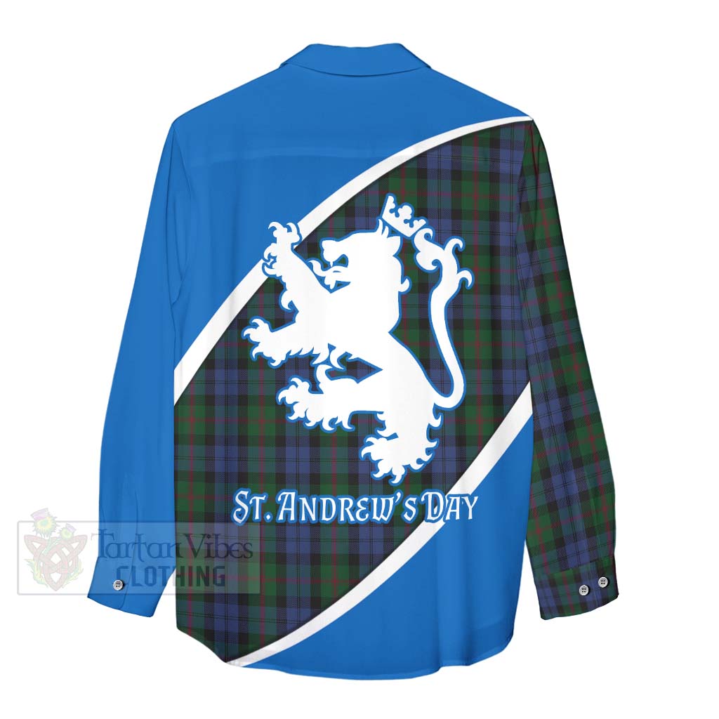 Tartan Vibes Clothing Baird Family Crest Tartan Women's Casual Shirt Celebrate Saint Andrew's Day in Style
