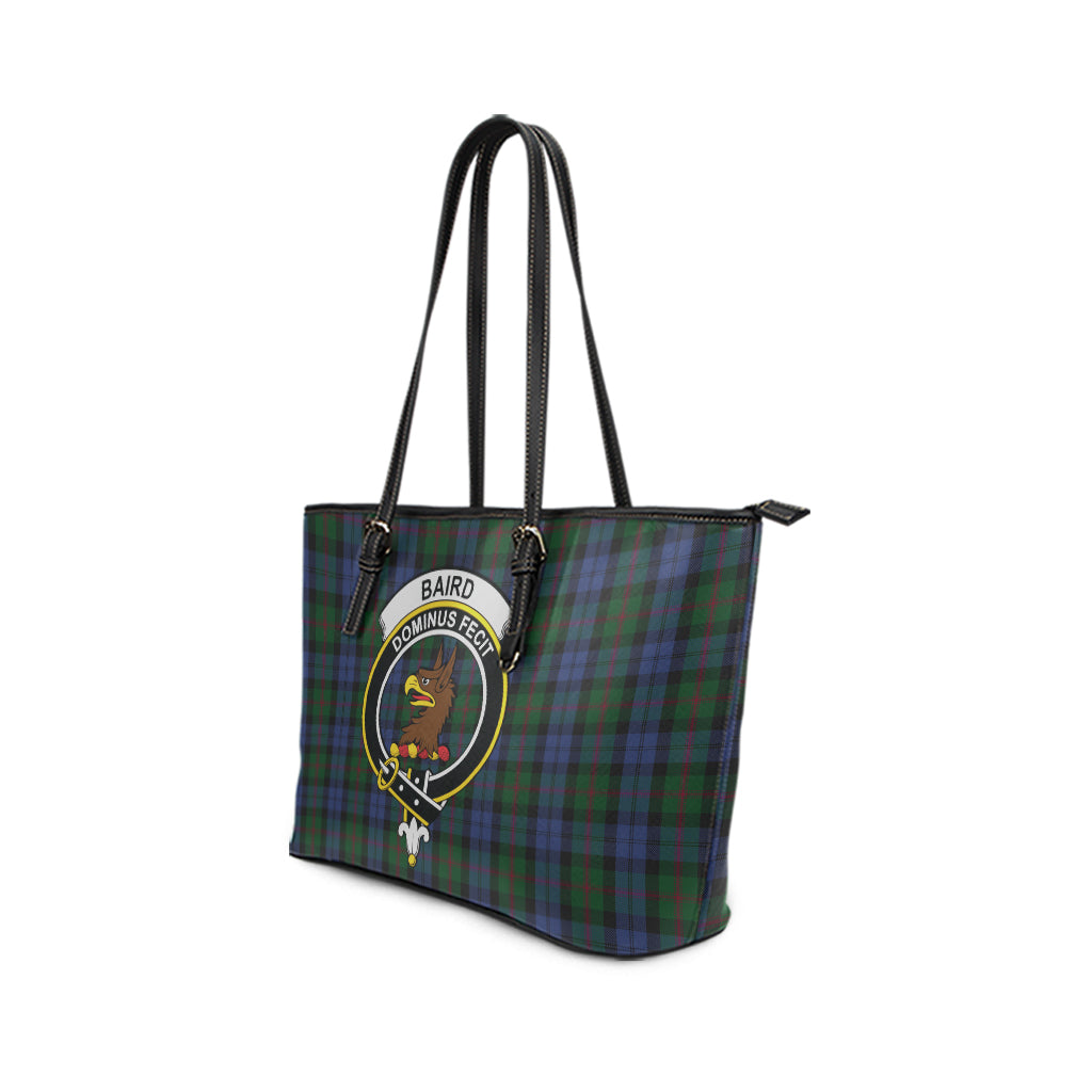 Baird Tartan Leather Tote Bag with Family Crest - Tartanvibesclothing