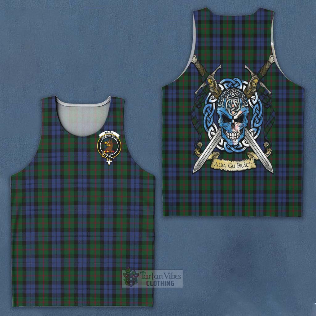 Tartan Vibes Clothing Baird Tartan Men's Tank Top with Family Crest Celtic Skull Style