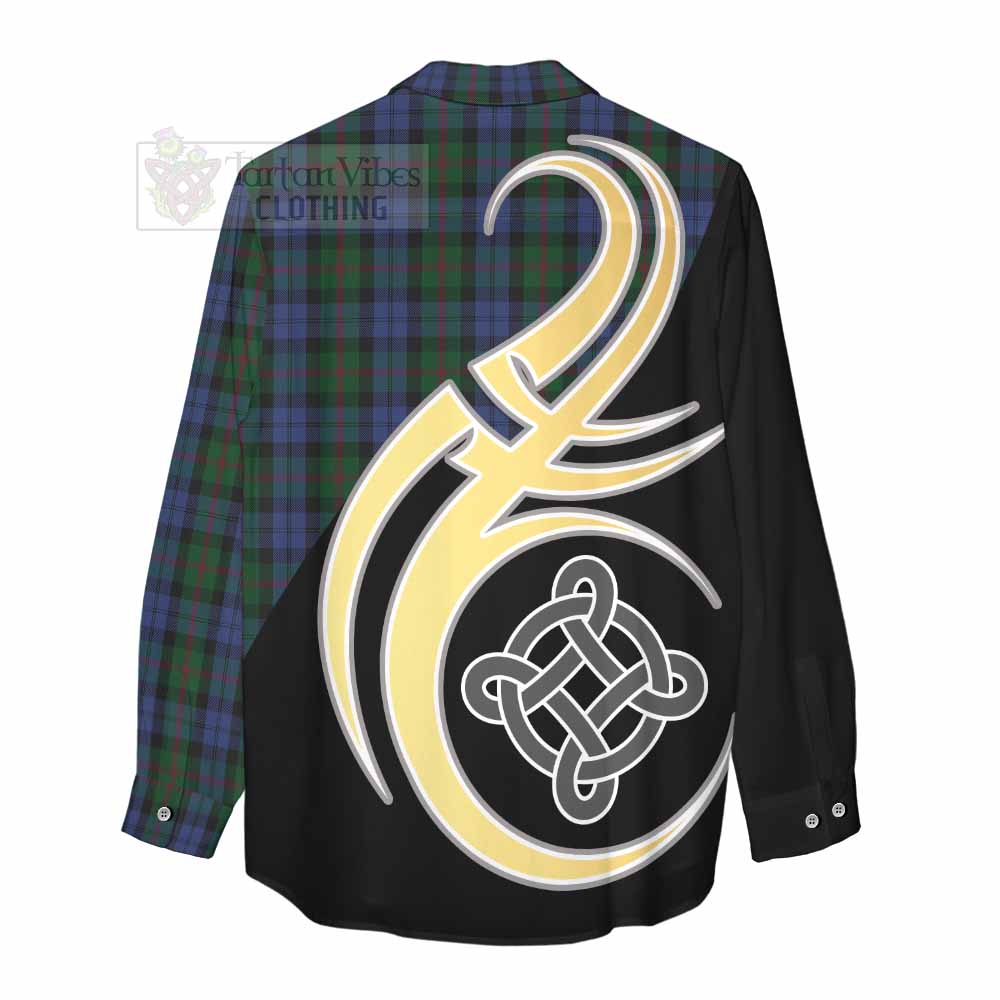 Tartan Vibes Clothing Baird Tartan Women's Casual Shirt with Family Crest and Celtic Symbol Style