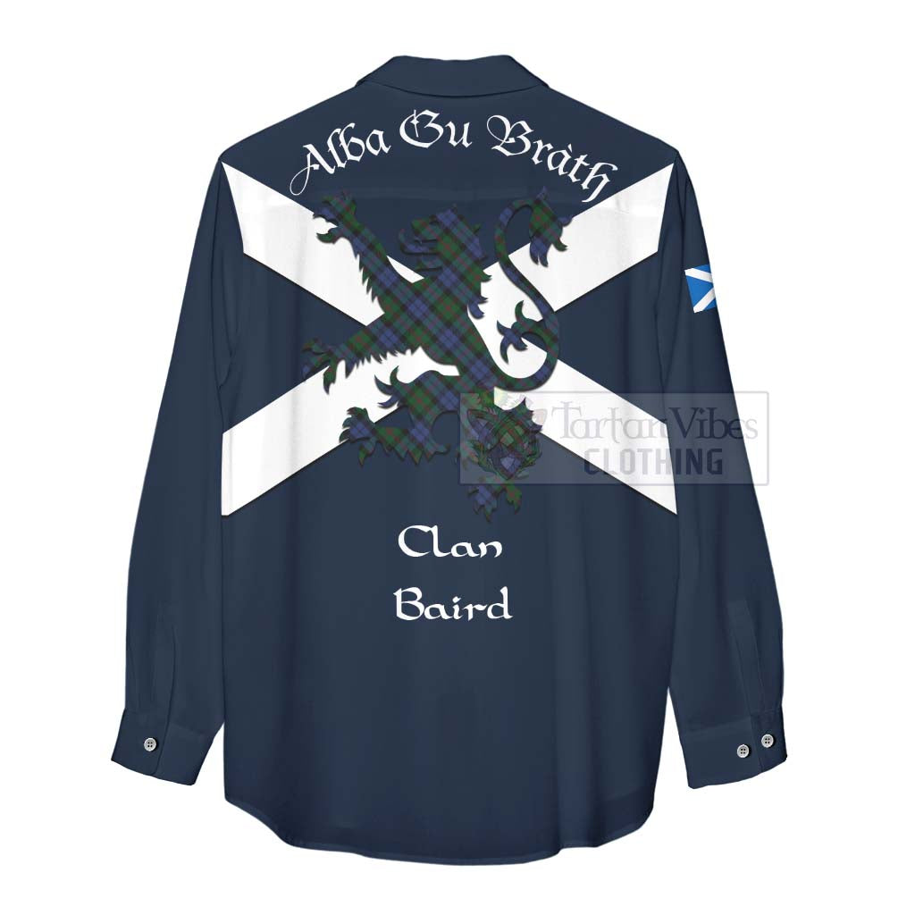 Tartan Vibes Clothing Baird Tartan Lion Rampant Women's Casual Shirt Proudly Display Your Heritage with Alba Gu Brath and Clan Name