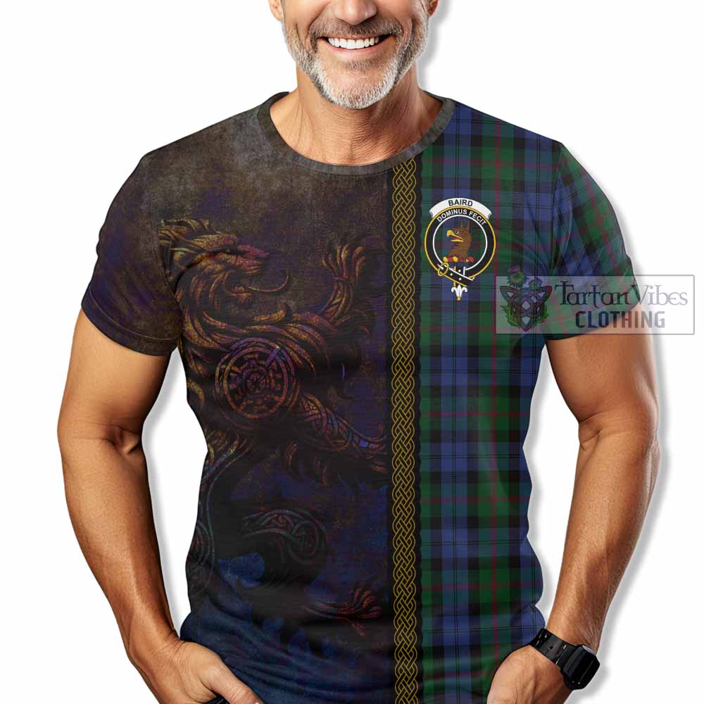 Tartan Vibes Clothing Baird Tartan Family Crest T-Shirt Alba Gu Brath Be Brave Lion Ancient Style