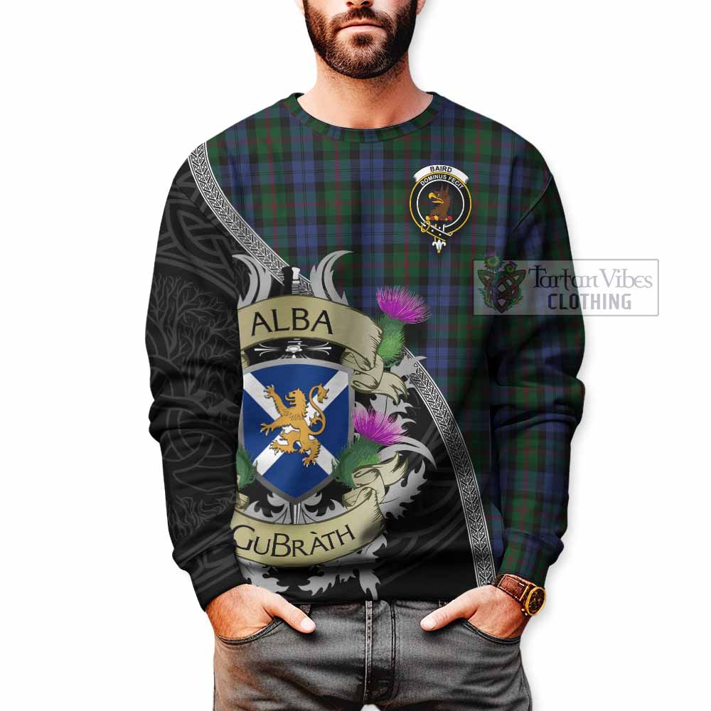 Tartan Vibes Clothing Baird Tartan Family Crest Sweatshirt Lion Rampant Royal Thistle Shield Celtic Inspired
