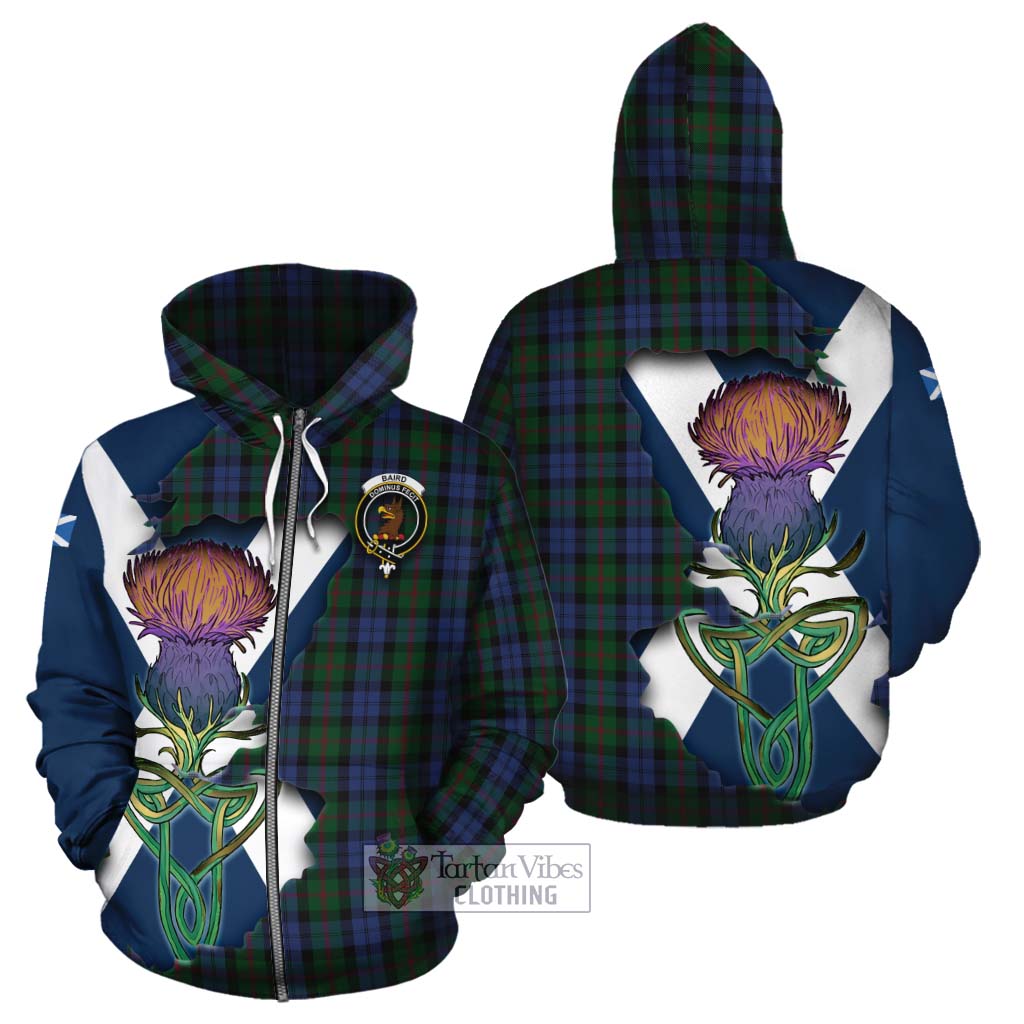 Tartan Vibes Clothing Baird Tartan Family Crest Cotton Hoodie Scottish Thistle Celtic Inspired