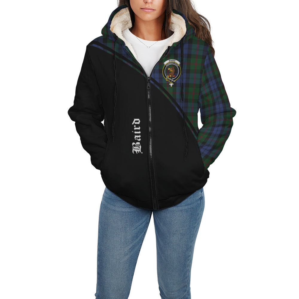 Baird Tartan Sherpa Hoodie with Family Crest Curve Style - Tartanvibesclothing