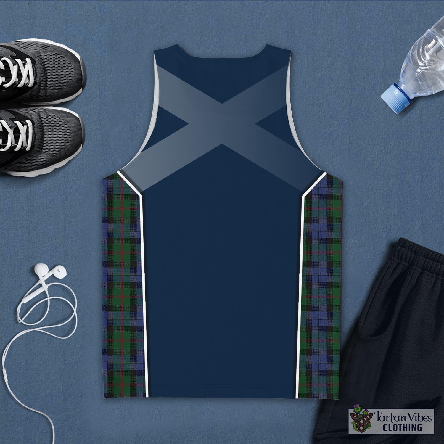 Tartan Vibes Clothing Baird Tartan Men's Tanks Top with Family Crest and Scottish Thistle Vibes Sport Style