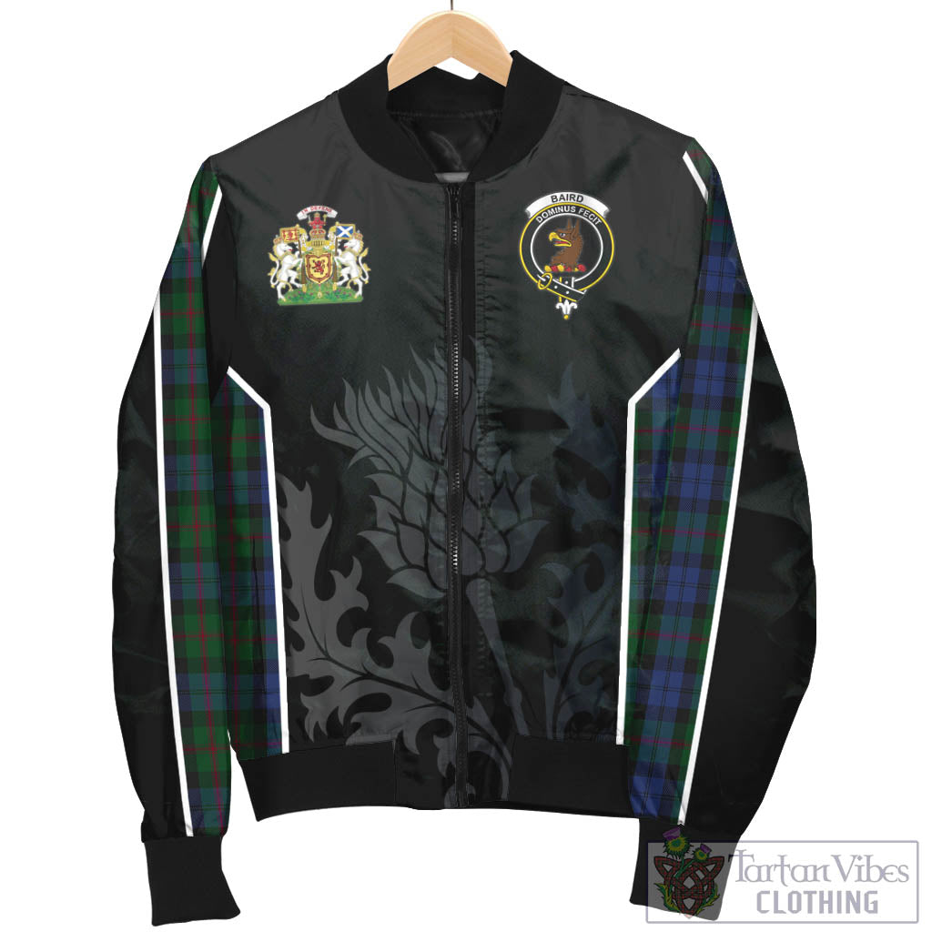 Baird Tartan Bomber Jacket with Family Crest and Scottish Thistle Vibes Sport Style - Tartan Vibes Clothing